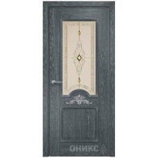 Межкомнатная дверь Оникс Византия Дуб седой бевелс со стеклом