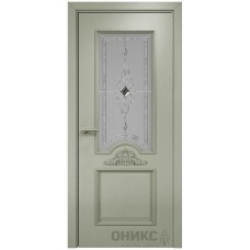 Межкомнатная дверь Оникс Византия Эмаль 7038 по ясеню бевелс со стеклом
