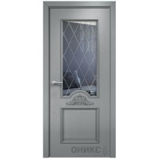 Межкомнатная дверь Оникс Византия Эмаль по RAL 7040 по ясеню гравировка со стеклом