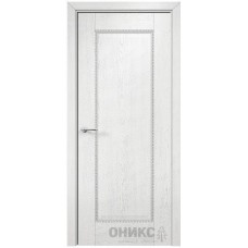 Межкомнатная дверь Оникс Александрия 1 Белая эмаль патина серебро