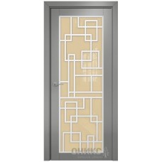 Межкомнатная дверь Оникс Сорбонна Эмаль RAL 7036 по МДФ решетка со стеклом