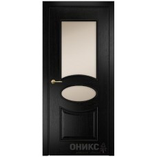 Межкомнатная дверь Оникс Эллипс Эмаль черная по ясеню со стеклом