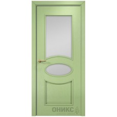 Межкомнатная дверь Оникс Эллипс Эмаль фисташка по Ясеню со стеклом