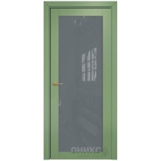 Межкомнатная дверь Оникс Сорбонна эмаль RAL 6021 по ясеню со стеклом
