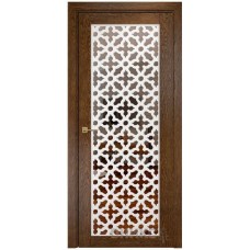 Межкомнатная дверь Оникс Сорбонна Каштан решетка с зеркалом