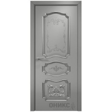 Межкомнатная дверь Оникс Барселона Эмаль RAL 7036 по МДФ патина серебро