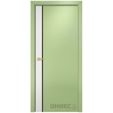 Межкомнатная дверь Оникс Duo эмаль белая по МДФ / эмаль фисташка по МДФ со стеклом