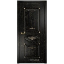 Межкомнатная дверь Оникс Эллипс Черная эмаль патина золото