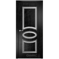 Межкомнатная дверь Оникс Эллипс Эмаль черная патина серебро по фрезе