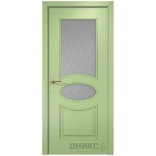 Межкомнатная дверь Оникс Эллипс Эмаль фисташка МДФ пескоструй со стеклом