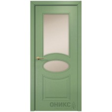 Межкомнатная дверь Оникс Эллипс эмаль RAL 6021 по ясеню со стеклом