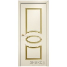 Межкомнатная дверь Оникс Эллипс Эмаль слоновая кость МДФ патина золото