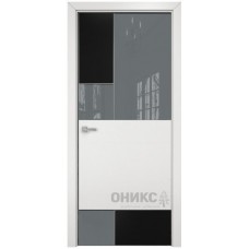 Межкомнатная дверь Оникс New York эмаль чёрная по МДФ / эмаль белая по МДФ со стеклом