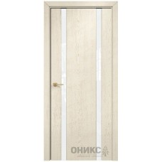 Межкомнатная дверь Оникс Престиж 2 Слоновая кость патина коричневая со стеклом