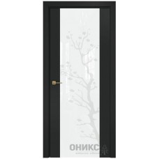 Межкомнатная дверь Оникс Престиж CPL тёмно серый пескоструй со стеклом