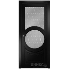 Межкомнатная дверь Оникс Софья Эмаль черная МДФ гравировка со стеклом