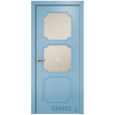 Межкомнатная дверь Оникс Валенсия Эмаль голубая по ясеню стекло с гравировкой со стеклом
