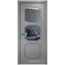 Межкомнатная дверь Оникс Валенсия Эмаль RAL 7036 по МДФ стекло с гравировкой со стеклом