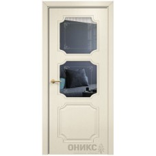 Межкомнатная дверь Оникс Валенсия Эмаль слоновая кость по ясеню пескоструй со стеклом