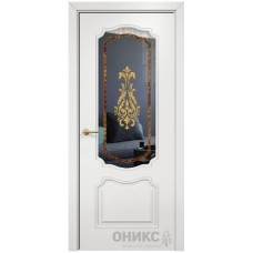 Межкомнатная дверь Оникс Венеция Эмаль белая МДФ заливной витраж со стеклом