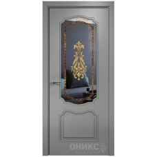 Межкомнатная дверь Оникс Венеция Эмаль RAL 7036 по МДФ заливной витраж со стеклом