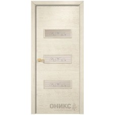 Межкомнатная дверь Оникс Виктория Слоновая кость патина коричневая фьюзинг