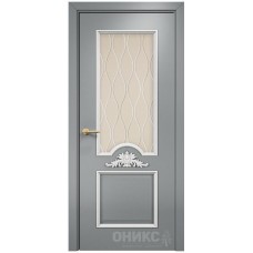 Межкомнатная дверь Оникс Византия Эмаль белая МДФ/эмаль по RAL7040 МДФ гравировка со стеклом