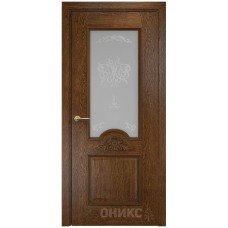 Межкомнатная дверь Оникс Византия Каштан контурный витраж со стеклом