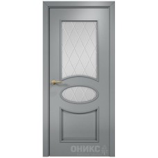 Межкомнатная дверь Оникс Эллипс Эмаль по RAL7040 МДФ гравировка со стеклом