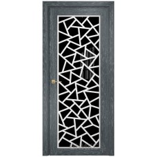 Межкомнатная дверь Оникс Сорбонна Дуб седой решетка со стеклом