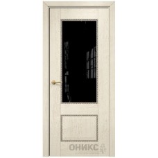 Межкомнатная дверь Оникс Александрия 2 Слоновая кость патина коричневая со стеклом