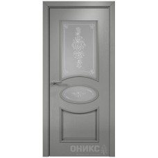 Межкомнатная дверь Оникс Эллипс Эмаль RAL 7036 по ясеню витраж со стеклом