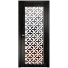 Межкомнатная дверь Оникс Сорбонна Черная эмаль патина золото решетка с зеркалом