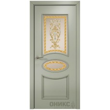 Межкомнатная дверь Оникс Эллипс Эмаль 7038 по МДФ заливной витраж со стеклом