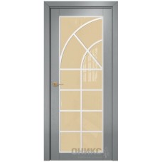 Межкомнатная дверь Оникс Сорбонна Эмаль по RAL 7040 по ясеню решетка со стеклом
