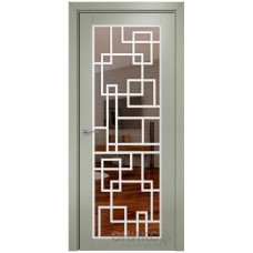 Межкомнатная дверь Оникс Сорбонна Эмаль 7038 по МДФ решетка с зеркалом