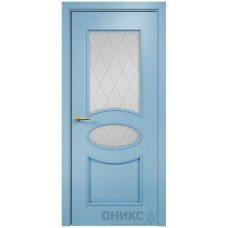 Межкомнатная дверь Оникс Эллипс Эмаль голубая МДФ гравировка со стеклом