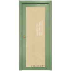 Межкомнатная дверь Оникс Сорбонна эмаль RAL 6021 по МДФ со стеклом