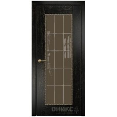 Межкомнатная дверь Оникс Александрия 1 Черная эмаль патина золото гравировка