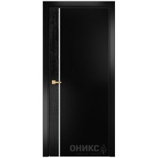 Межкомнатная дверь Оникс Duo эмаль чёрная патина серебро / эмаль чёрная по МДФ со стеклом
