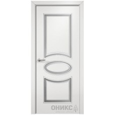 Межкомнатная дверь Оникс Эллипс Эмаль белая МДФ патина серебро