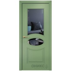 Межкомнатная дверь Оникс Эллипс эмаль RAL 6021 по МДФ со стеклом