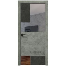 Межкомнатная дверь Оникс New York Бетон тёмный/бетон светлый с зеркалом