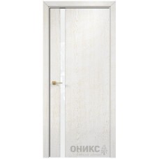 Межкомнатная дверь Оникс Престиж 1 Белая эмаль патина золото со стеклом