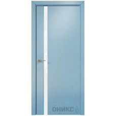 Межкомнатная дверь Оникс Престиж 1 Голубая эмаль патина золото со стеклом
