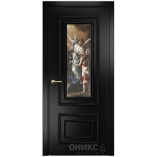 Межкомнатная дверь Оникс Прима Эмаль черная МДФ фотопечать с зеркалом