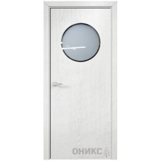 Межкомнатная дверь Оникс Сфера Белая эмаль патина серебро со стеклом