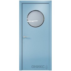 Межкомнатная дверь Оникс Сфера Эмаль голубая МДФ со стеклом