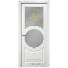 Межкомнатная дверь Оникс Софья Эмаль белая МДФ контурный витраж