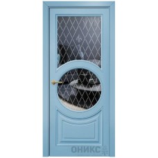 Межкомнатная дверь Оникс Софья Эмаль голубая МДФ гравировка со стеклом